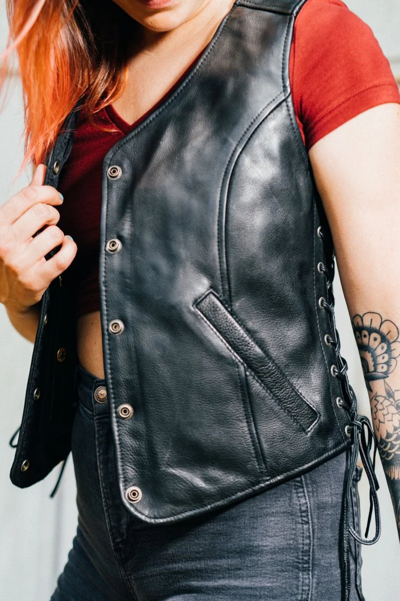 Honey Badger Women's Motorcycle Leather Vest - Image 3
